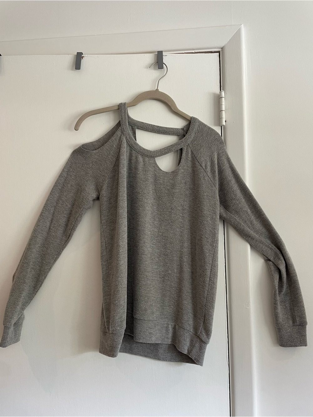 Gray Off the Shoulder Cutout Top
